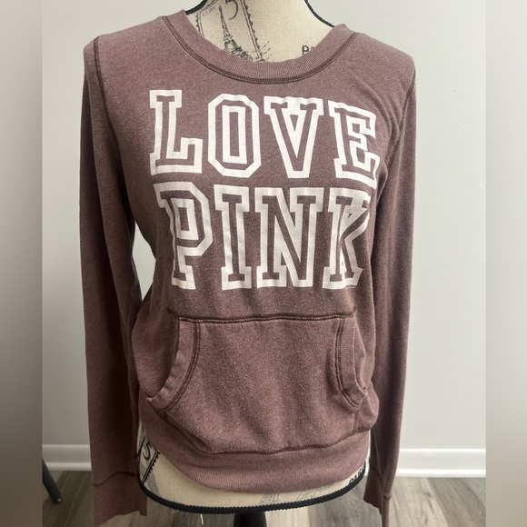 PINK Victoria's Secret Tops - Brown Y2k Crewneck PINK by Victorias Secret Sweatshirt!